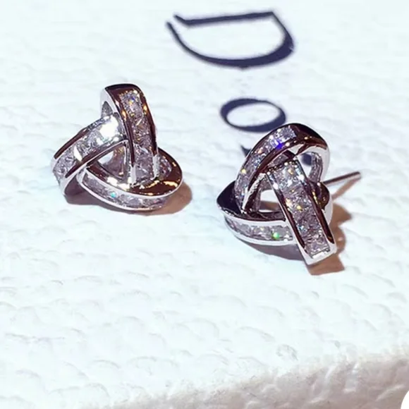 Sterling silver diamond earrings - Picture 4 of 7